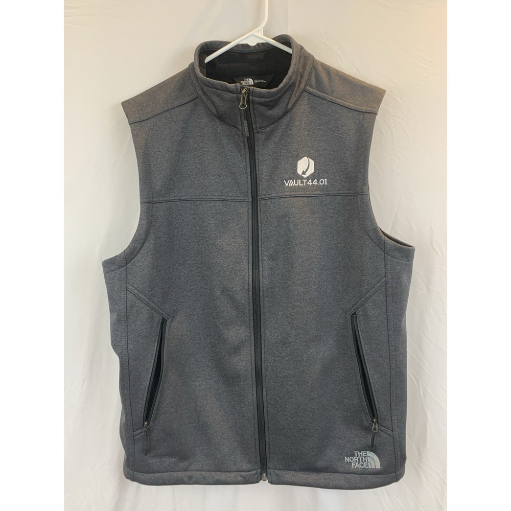 The North Face Vest Men's Large Gray Full Zip Fleece Lined Soft Shell